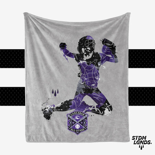 Carlsbad All Stars New Purple Logo. Catcher  - Personalization Blanket